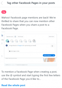 facebook page with buffer app