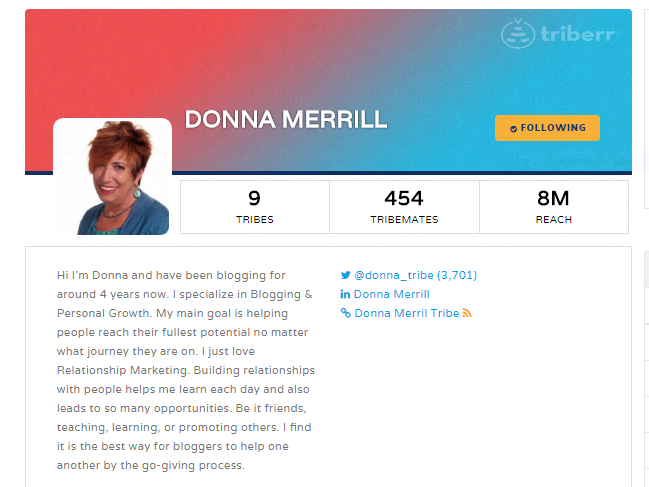 Donna Merill of Donna Merill Triberr