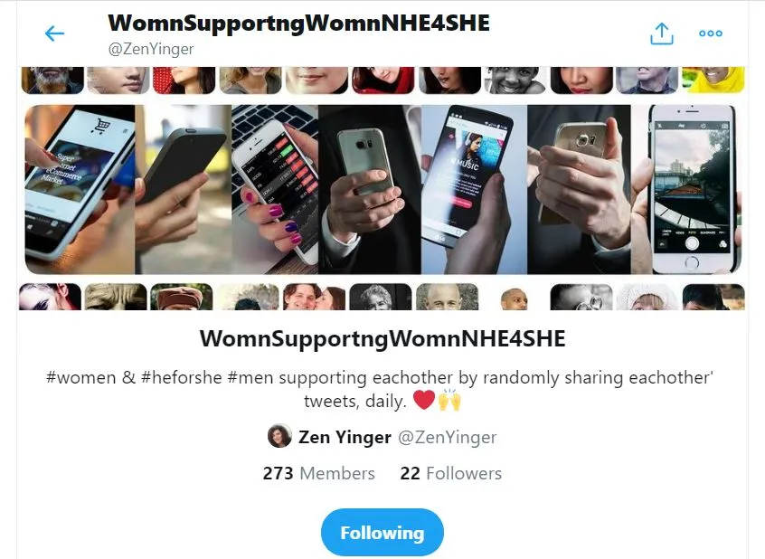 women supporting others Twitter list