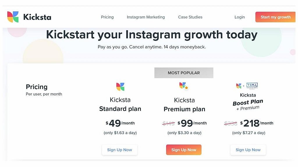 kicksta pricing for this Instagram AI growth tool