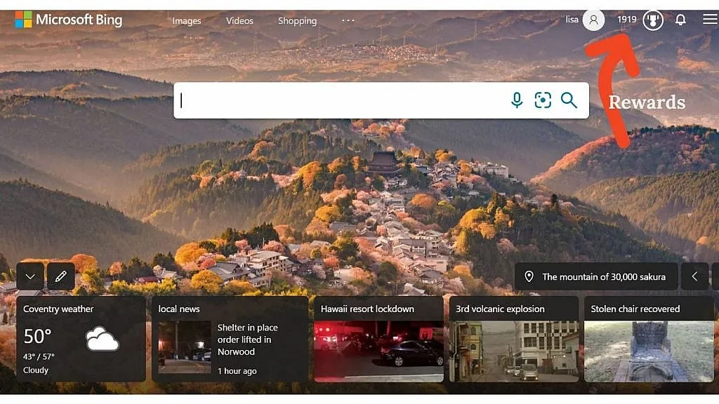 Microsoft Bing Search with Rewards