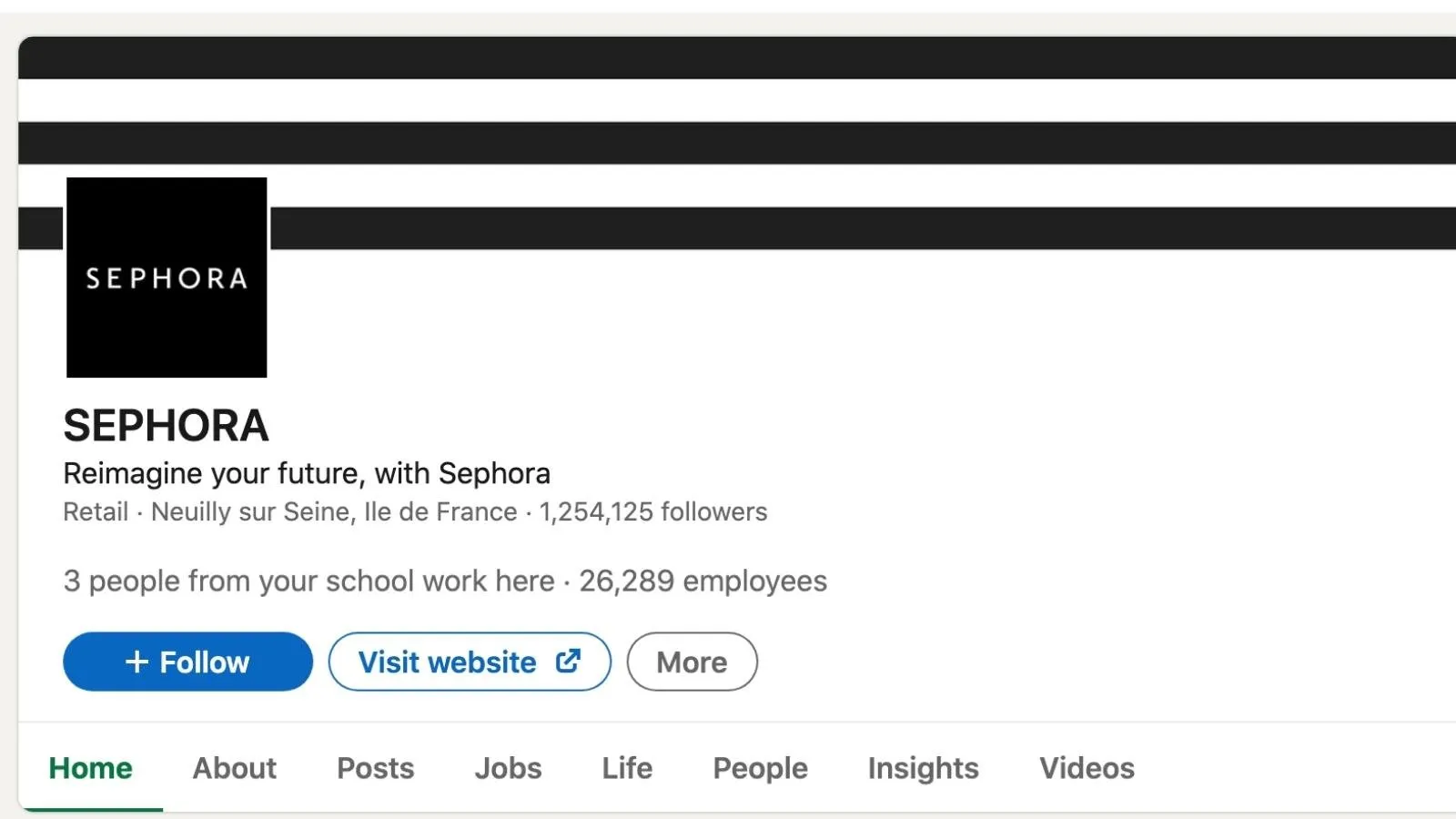 social media brand building with Sephora on LinkedIn