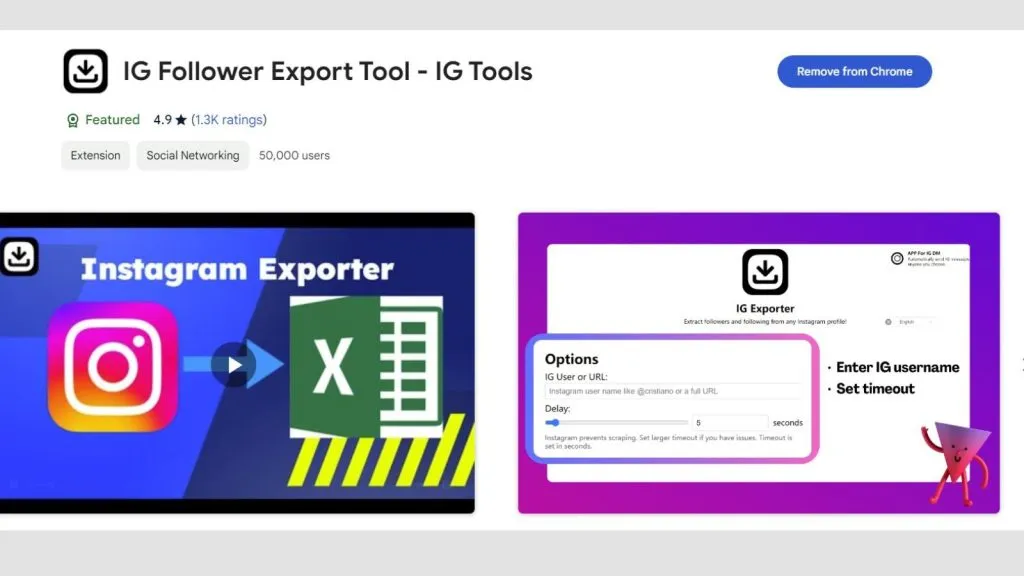 IG follower export tool