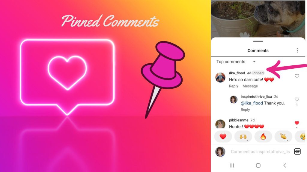 pinning comments on Instagram